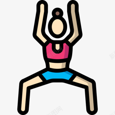 瑜珈25人线性颜色图标图标