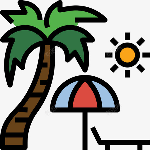 海滩夏季47线性颜色图标svg_新图网 https://ixintu.com 夏季47 海滩 线性颜色