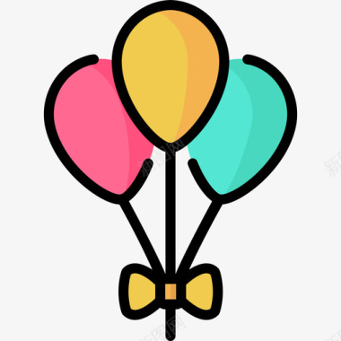 气球55岁婚礼线性颜色图标图标