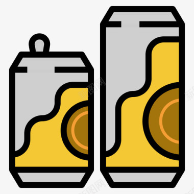 罐装啤酒22线性颜色图标图标