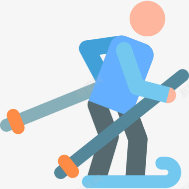 滑雪冒险人类象形图颜色图标图标