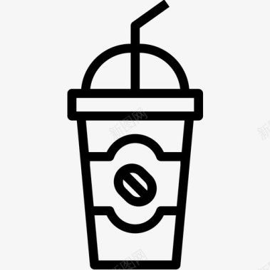 冰咖啡咖啡店68号直线型图标图标