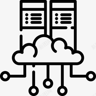 托管数据库服务器8线性图标图标