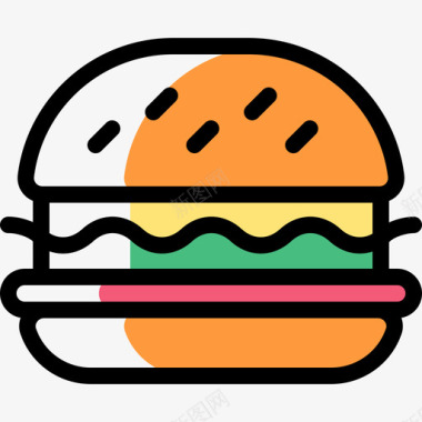汉堡野餐29颜色省略图标图标