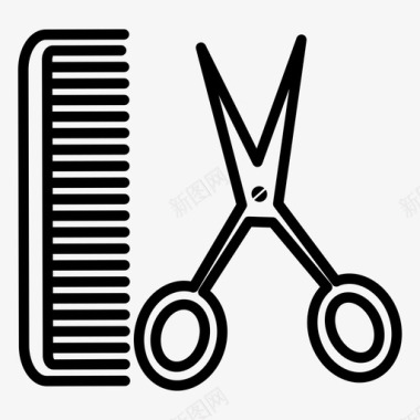 梳子剪理发师商店图标图标