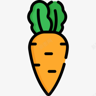 胡萝卜水果蔬菜7线形颜色图标图标