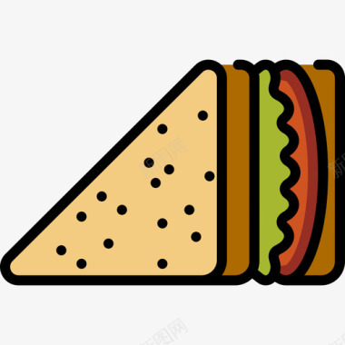 三明治野餐第二天线性颜色图标图标