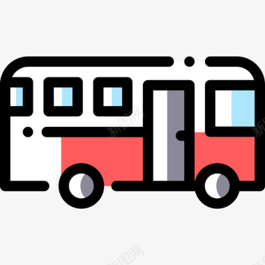 公共汽车公共交通13颜色省略图标图标