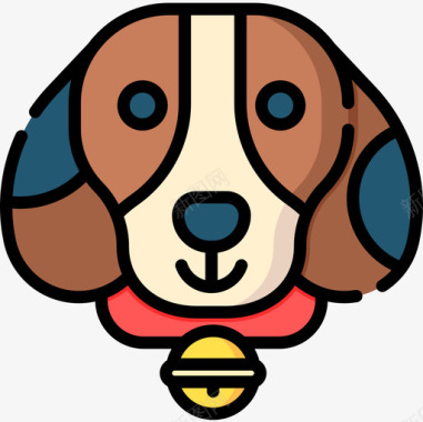 小猎犬宠物18线性颜色图标图标