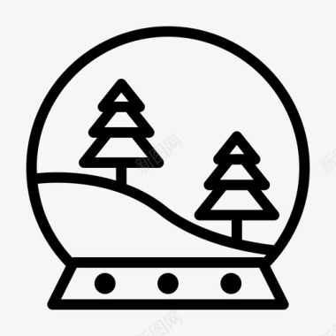雪球圣诞松树图标图标