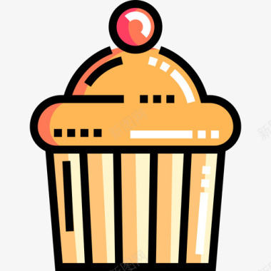 纸杯蛋糕甜点糖果6线性颜色图标图标