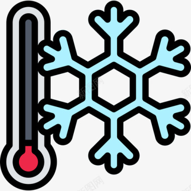 寒冷天气128线性颜色图标图标