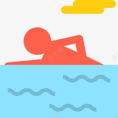 游泳理疗平躺图标图标