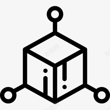 立方体虚拟现实35线性图标图标