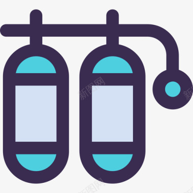 氧气罐安全7线性蓝色图标图标