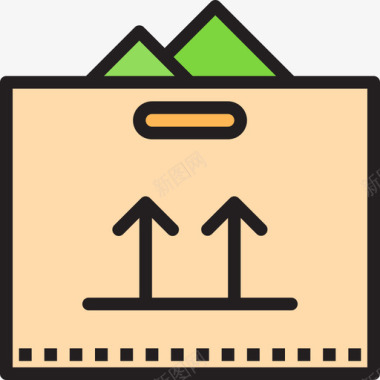 纸板箱购物和电子商务2线性颜色图标图标