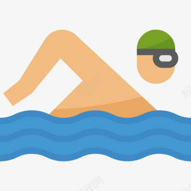 游泳运动员健康6岁平躺图标图标