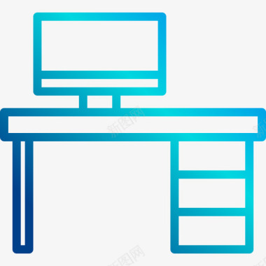 办公桌家具28线性坡度图标图标