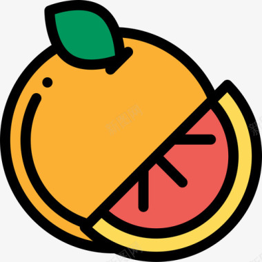橙色纯素食物线性颜色图标图标