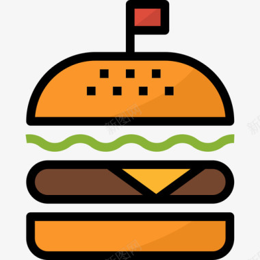 汉堡食品70原色图标图标