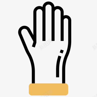 手套清洁42黄色阴影图标图标