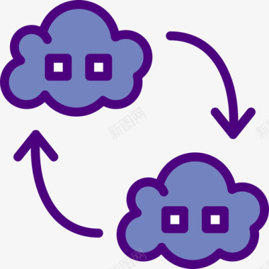 云计算连接线性颜色图标图标