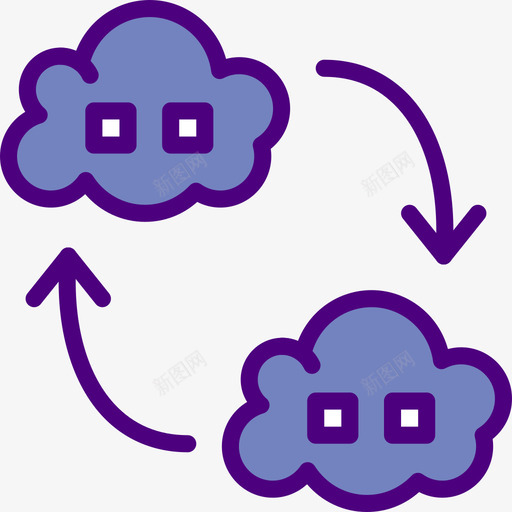 云计算连接线性颜色图标svg_新图网 https://ixintu.com 云计算 线性颜色 连接