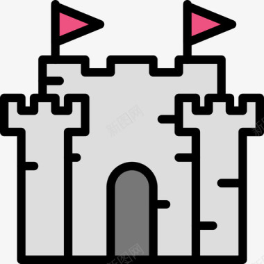 城堡游戏19线性颜色图标图标