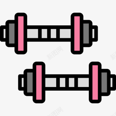 哑铃健身40线性颜色图标图标