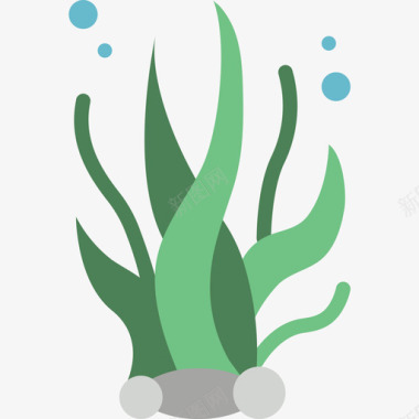 海藻海洋生物27扁平图标图标