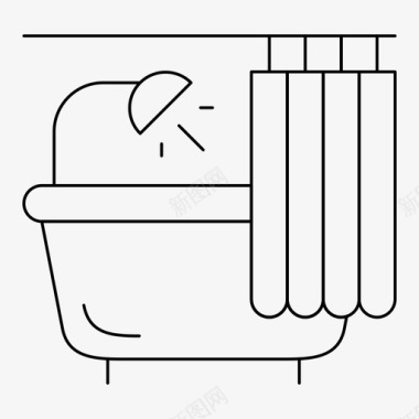 浴缸窗帘淋浴图标图标