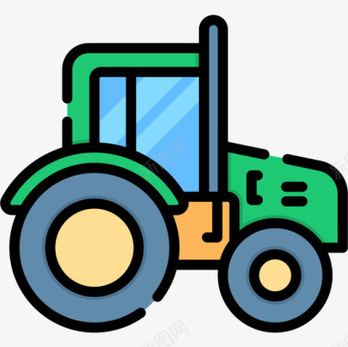 拖拉机智能农场5线性颜色图标图标
