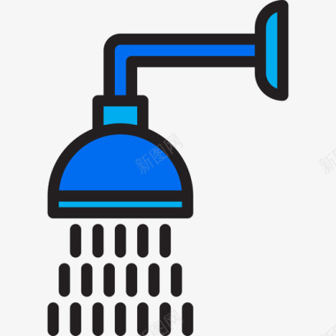 淋浴家用电器8件线性颜色图标图标