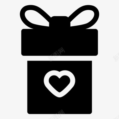 礼品盒心形丝带图标图标