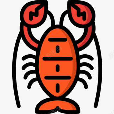 龙虾海洋生物28线形颜色图标图标