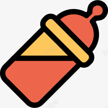 喂食器婴儿59直线颜色橙色图标图标