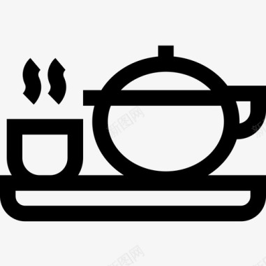 咖啡壶面包房60线性图标图标