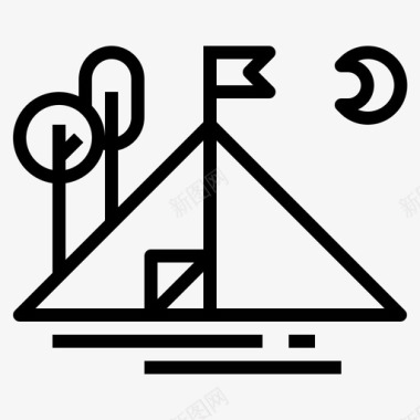 帐篷野营夜晚图标图标