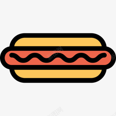 热狗面包店43线性颜色图标图标