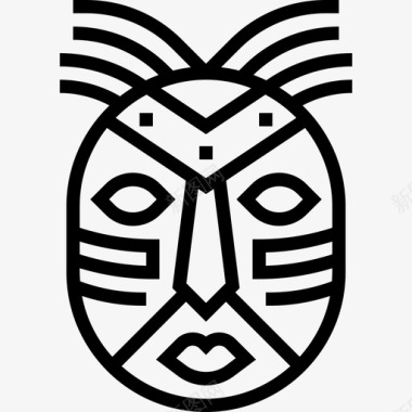 非洲面具非洲符号3线性图标图标