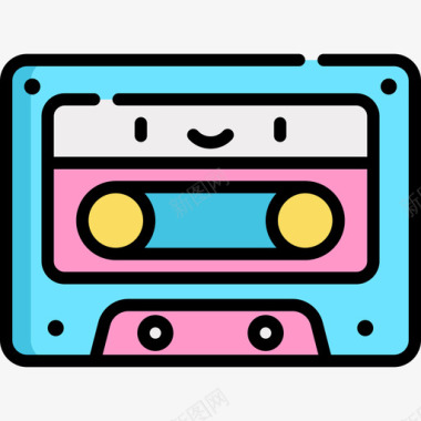 盒式磁带音乐商店7线性彩色图标图标