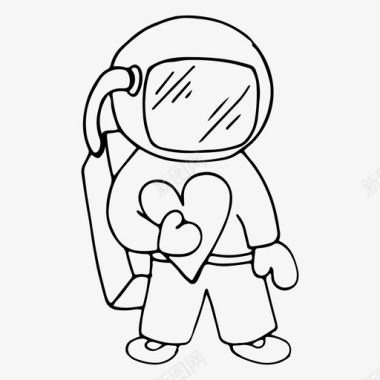 宇航员与心庆祝爱情图标图标