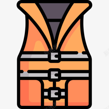 救生衣急救服务25线性颜色图标图标