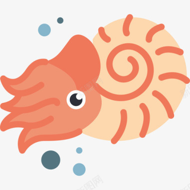 鹦鹉螺海洋生物27扁平图标图标