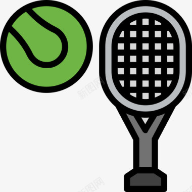 网球运动器材9线性颜色图标图标
