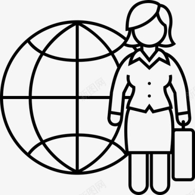 国际商务女性世界图标图标