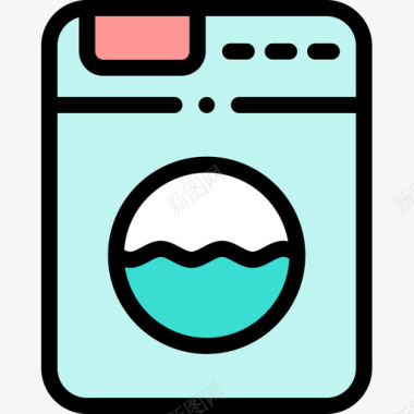 洗衣机自由时间13线性颜色图标图标