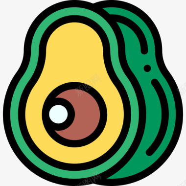 鳄梨纯素食品原色图标图标