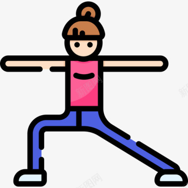 瑜珈瑜珈和半身裙线性颜色图标图标