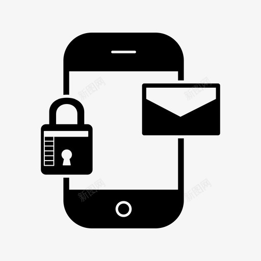 发送安全消息手机锁图标svg_新图网 https://ixintu.com 发送安全消息 字形 手机 移动 锁